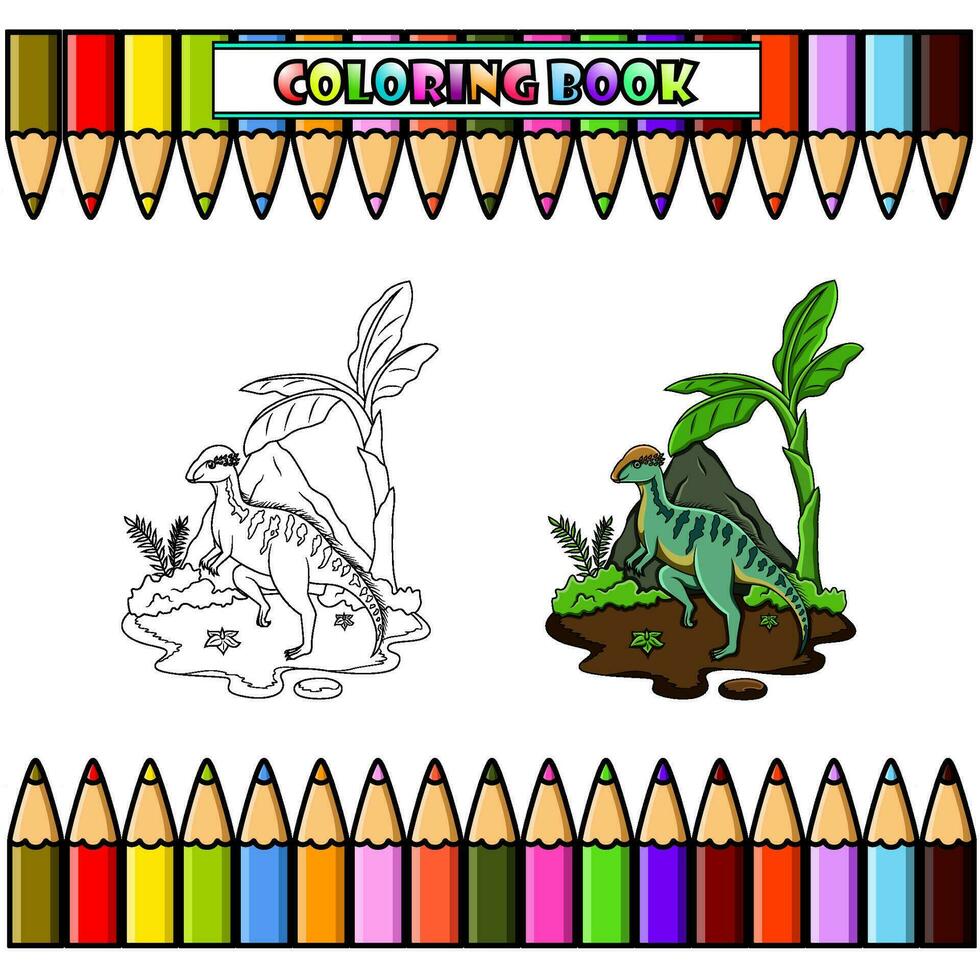 dibujos animados estegoceras en el selva para colorante libro vector