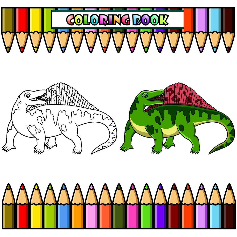 Cartoon Dimetrodon for coloring book vector