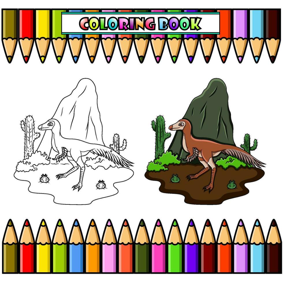 dibujos animados mononykus en el selva para colorante libro vector