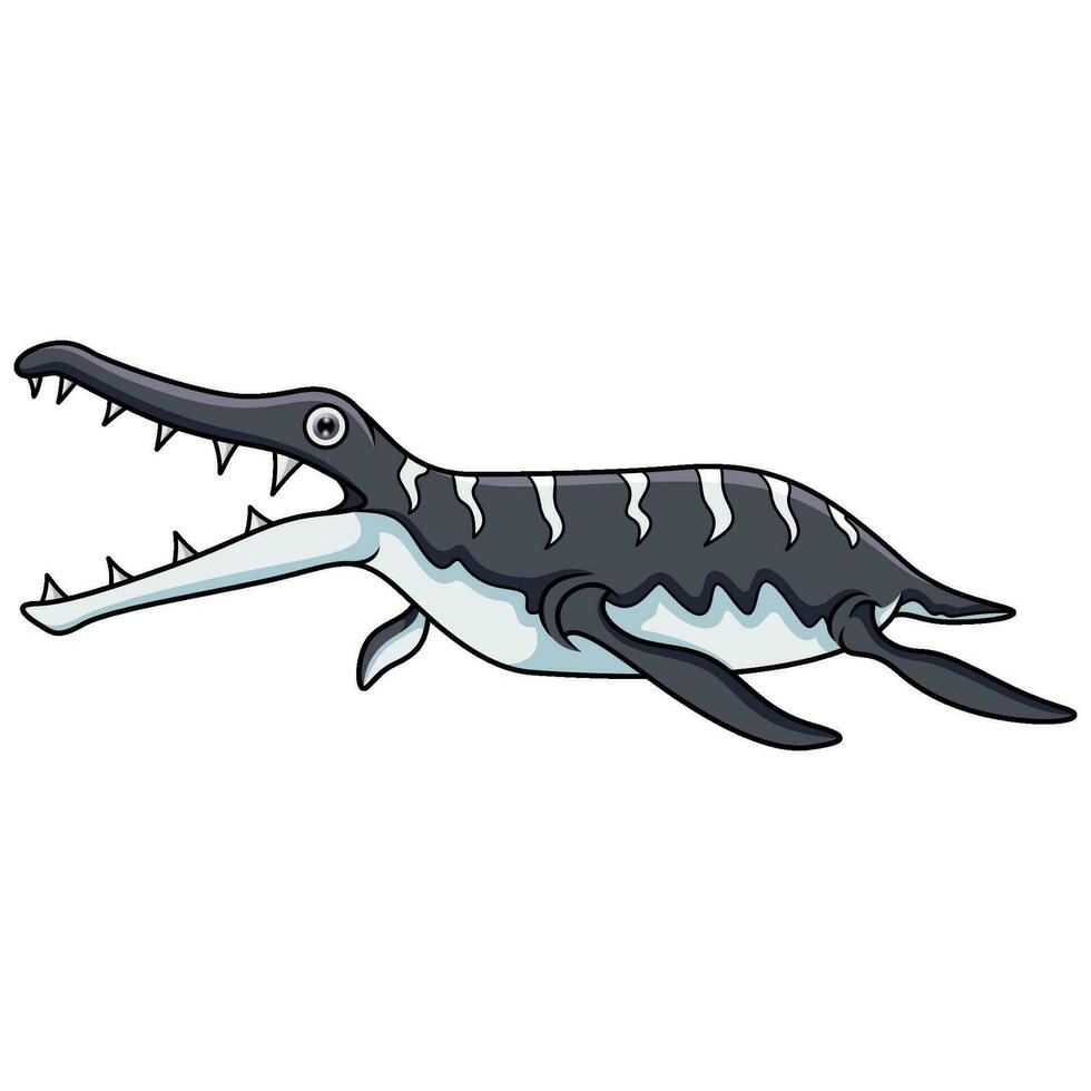 Cartoon dinosaur smiling  kronosaurus on white background vector