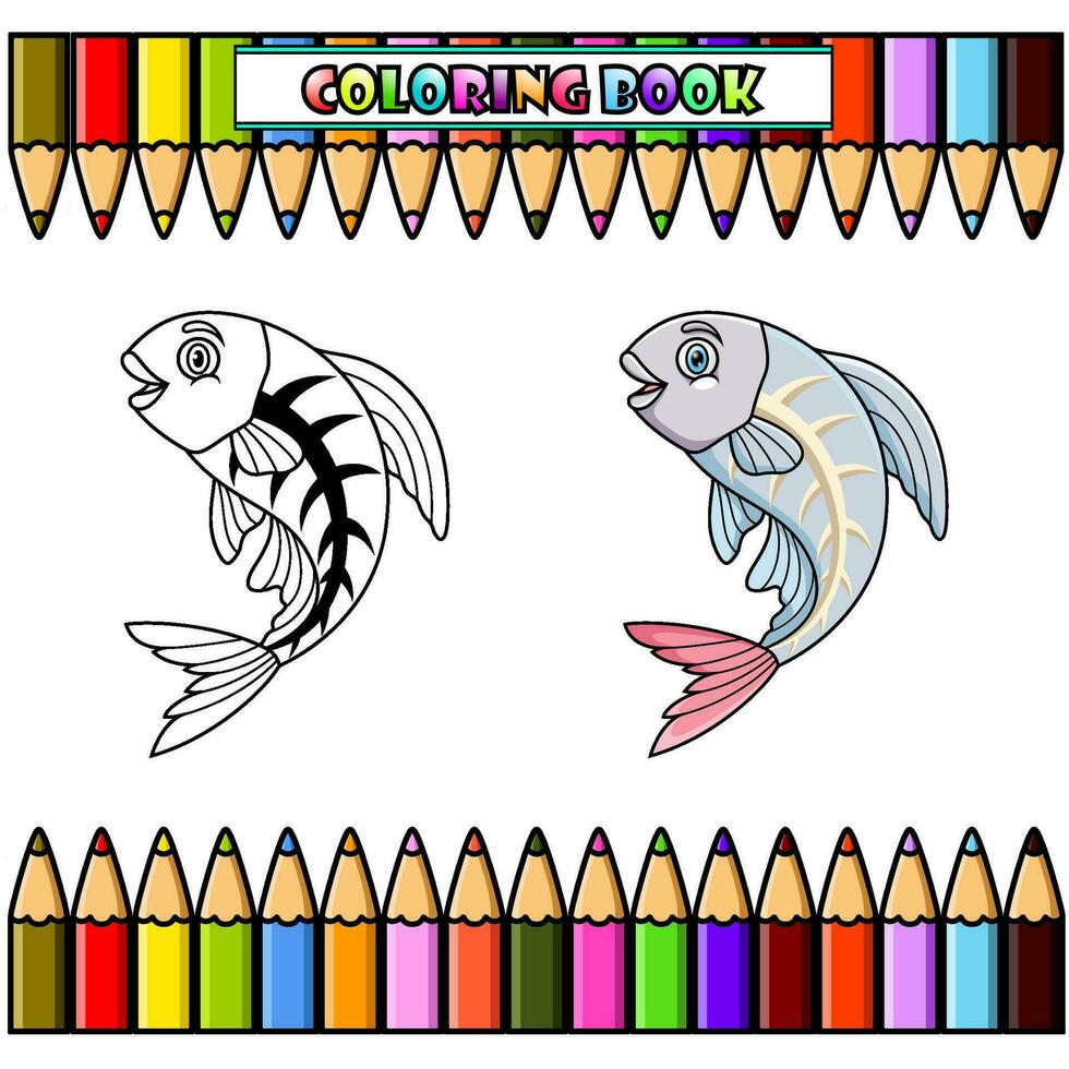 dibujos animados radiografía pescado para colorante libro vector