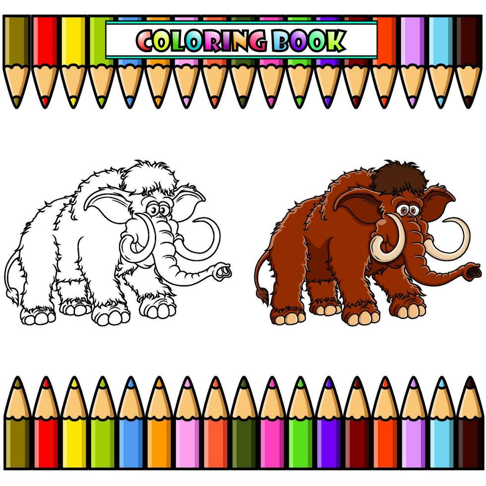 dibujos animados mamut para colorante libro vector