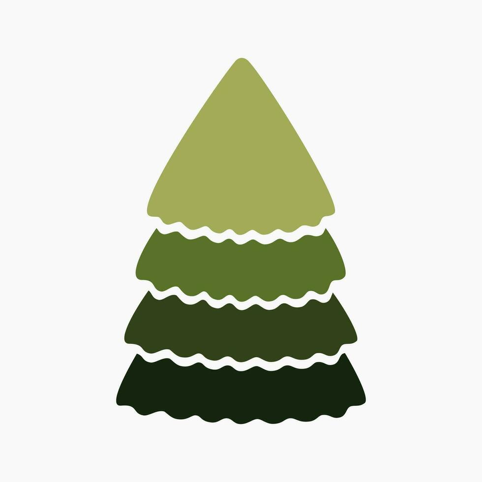 A cute plain Christmas tree, spruce, pine, conifer without decoration, flat vector illustration isolated on white background. Merry Christmas and Happy New Year.