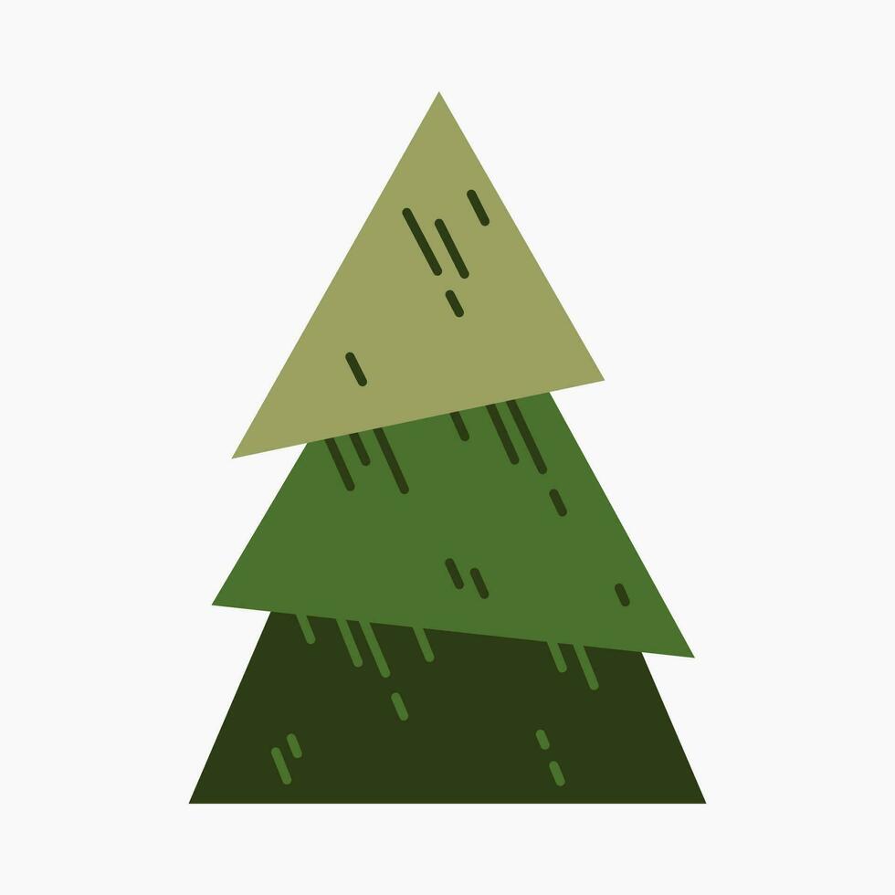 A cute plain Christmas tree, spruce, pine, conifer without decoration, flat vector illustration isolated on white background. Merry Christmas and Happy New Year.