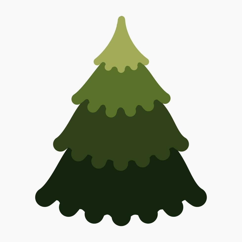 A cute plain Christmas tree, spruce, pine, conifer without decoration, flat vector illustration isolated on white background. Merry Christmas and Happy New Year.