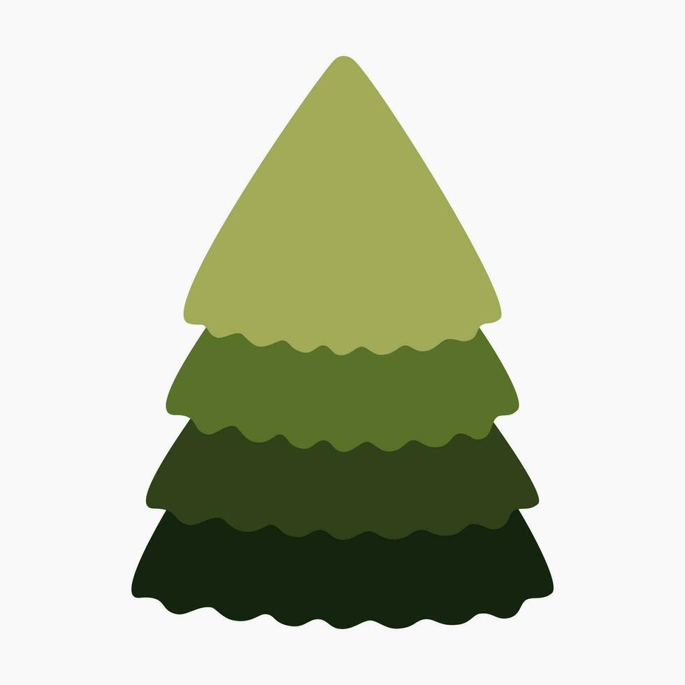 A cute plain Christmas tree, spruce, pine, conifer without decoration, flat vector illustration isolated on white background. Merry Christmas and Happy New Year.