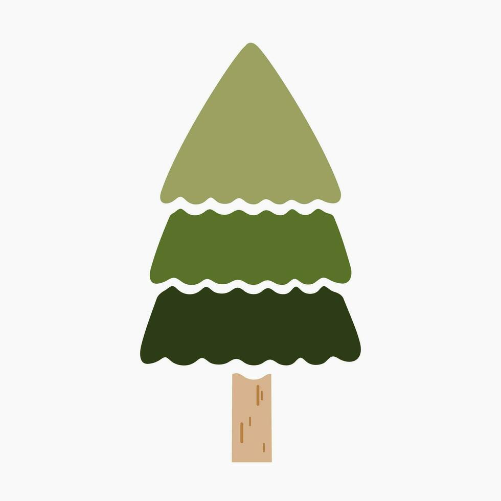 A cute plain Christmas tree, spruce, pine, conifer without decoration, flat vector illustration isolated on white background. Merry Christmas and Happy New Year.