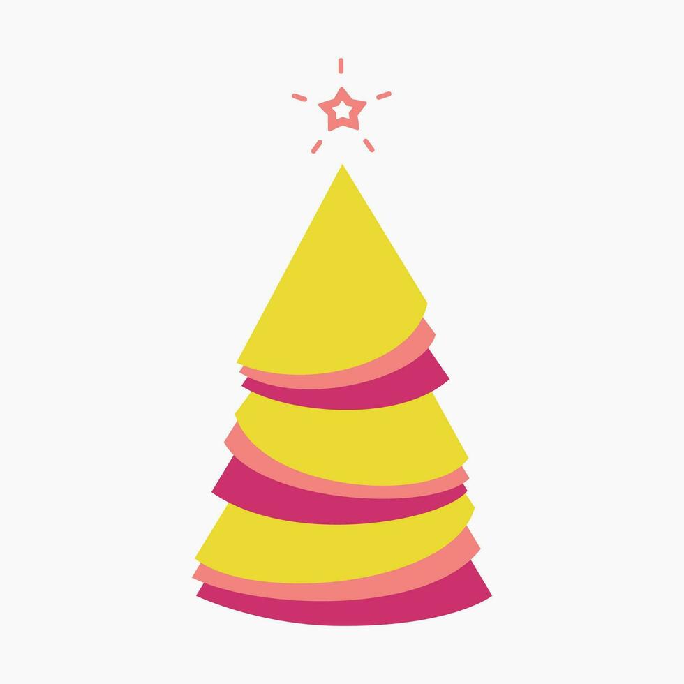 A various set of cute Christmas tree with lovely decoration flat vector illustration isolated on white background. Merry Christmas and Happy New Year