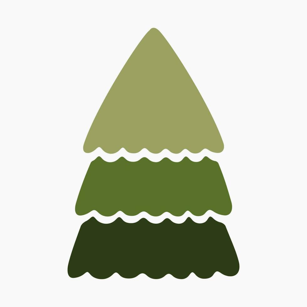A cute plain Christmas tree, spruce, pine, conifer without decoration, flat vector illustration isolated on white background. Merry Christmas and Happy New Year.