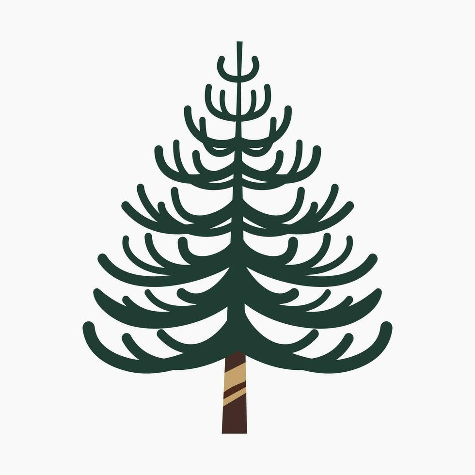 un linda llanura Navidad árbol, abeto, pino, conífera sin decoración, plano vector ilustración aislado en blanco antecedentes. alegre Navidad y contento nuevo año.