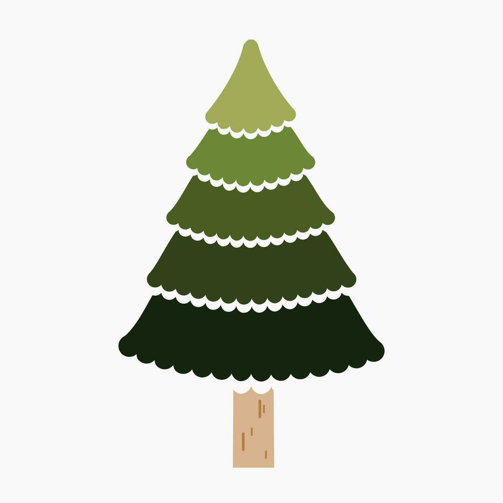 A cute plain Christmas tree, spruce, pine, conifer without decoration, flat vector illustration isolated on white background. Merry Christmas and Happy New Year.