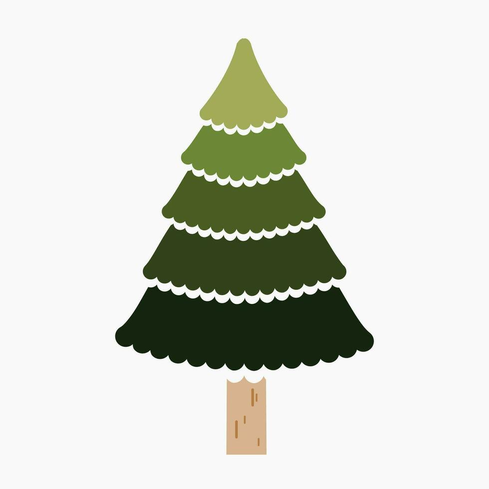 un linda llanura Navidad árbol, abeto, pino, conífera sin decoración, plano vector ilustración aislado en blanco antecedentes. alegre Navidad y contento nuevo año.