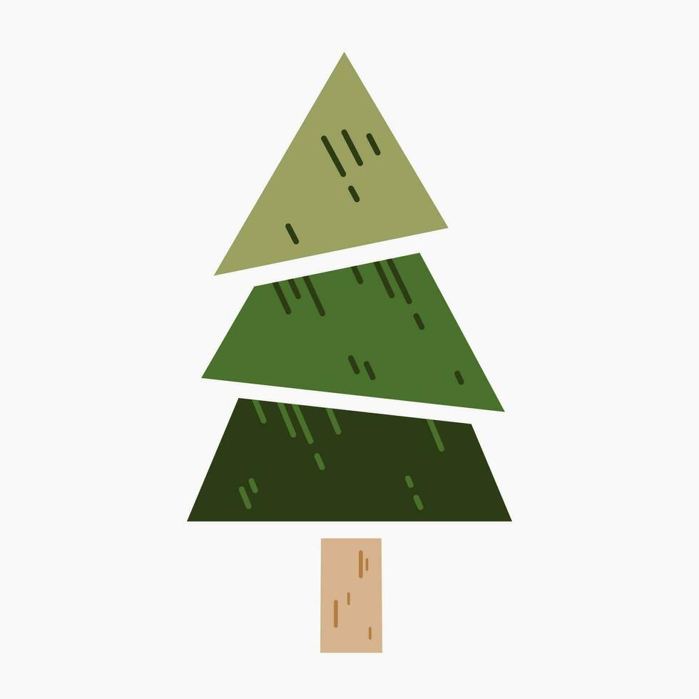 A cute plain Christmas tree, spruce, pine, conifer without decoration, flat vector illustration isolated on white background. Merry Christmas and Happy New Year.