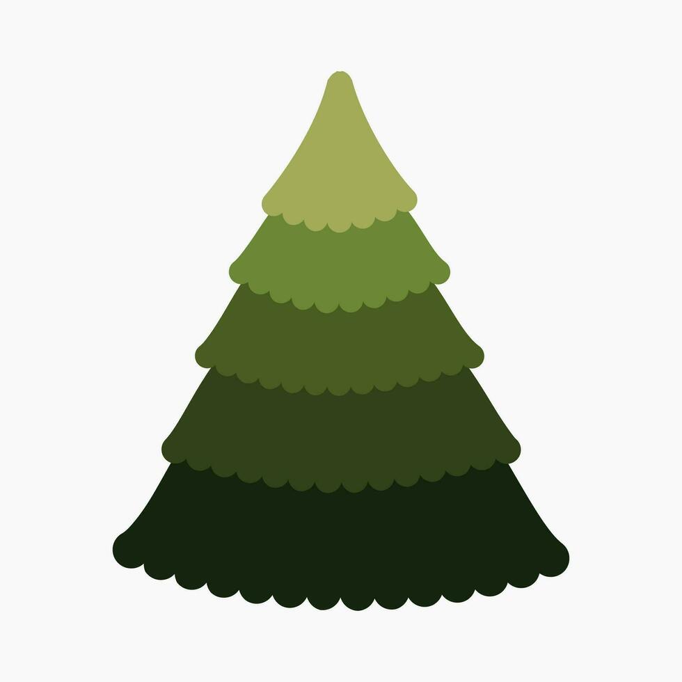 A cute plain Christmas tree, spruce, pine, conifer without decoration, flat vector illustration isolated on white background. Merry Christmas and Happy New Year.