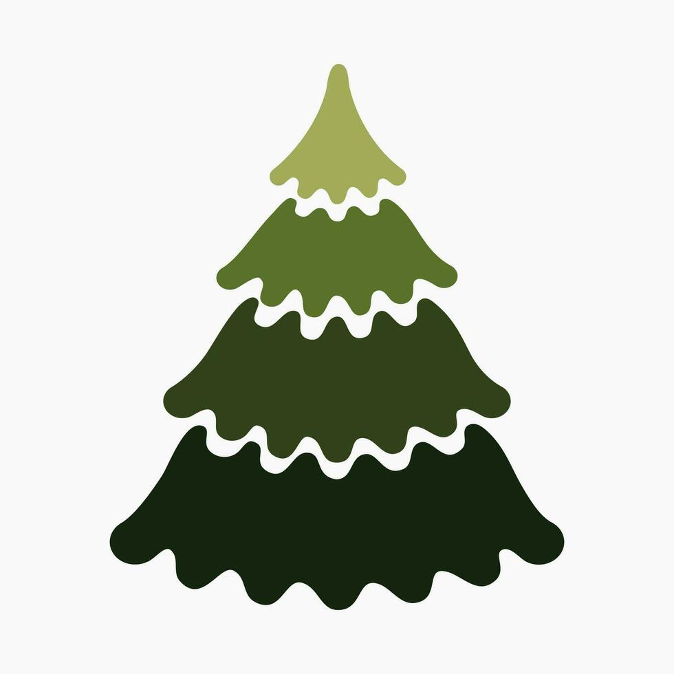 A cute plain Christmas tree, spruce, pine, conifer without decoration, flat vector illustration isolated on white background. Merry Christmas and Happy New Year.