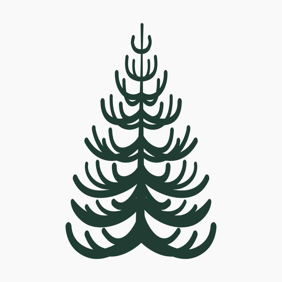 A cute plain Christmas tree, spruce, pine, conifer without decoration, flat vector illustration isolated on white background. Merry Christmas and Happy New Year.