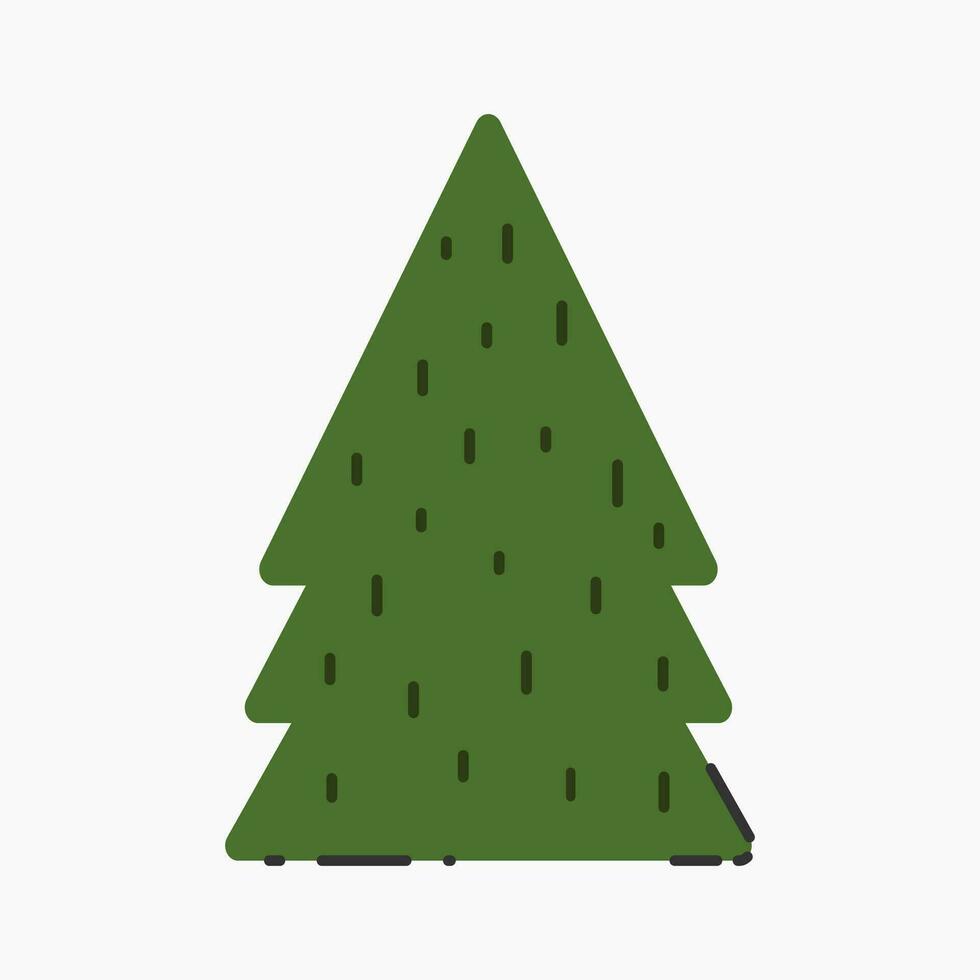 A cute plain Christmas tree, spruce, pine, conifer without decoration, flat vector illustration isolated on white background. Merry Christmas and Happy New Year.