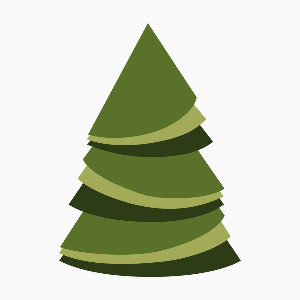 A cute plain Christmas tree, spruce, pine, conifer without decoration, flat vector illustration isolated on white background. Merry Christmas and Happy New Year.