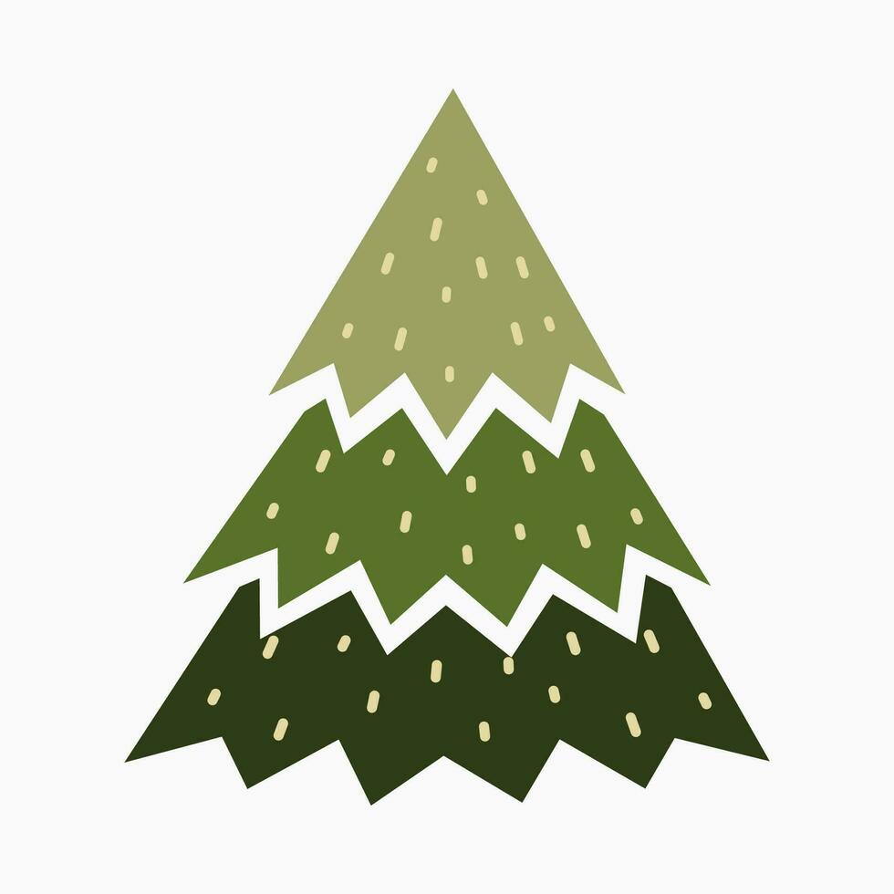 A cute plain Christmas tree, spruce, pine, conifer without decoration, flat vector illustration isolated on white background. Merry Christmas and Happy New Year.