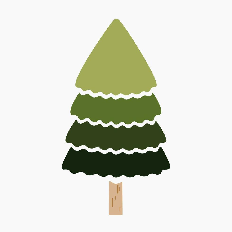 A cute plain Christmas tree, spruce, pine, conifer without decoration, flat vector illustration isolated on white background. Merry Christmas and Happy New Year.