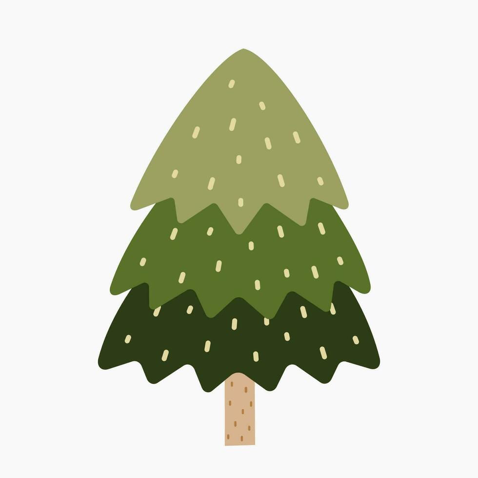 A cute plain Christmas tree, spruce, pine, conifer without decoration, flat vector illustration isolated on white background. Merry Christmas and Happy New Year.