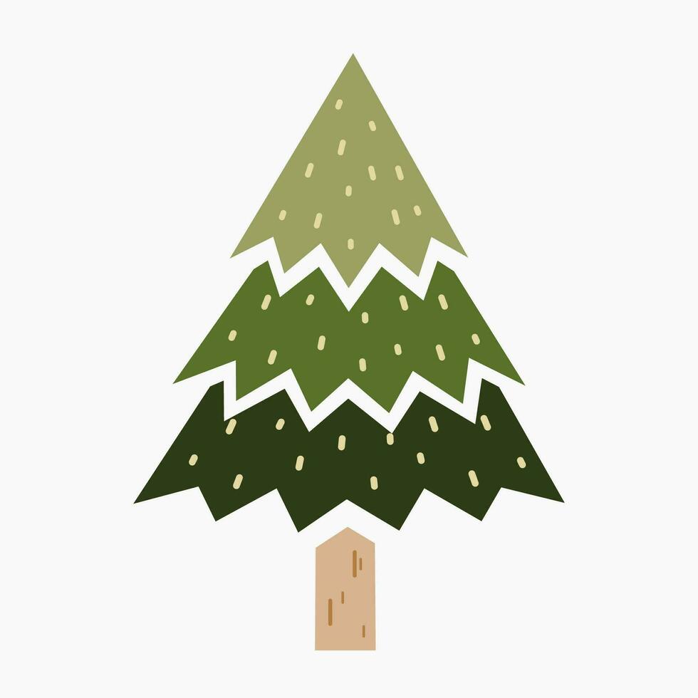 A cute plain Christmas tree, spruce, pine, conifer without decoration, flat vector illustration isolated on white background. Merry Christmas and Happy New Year.