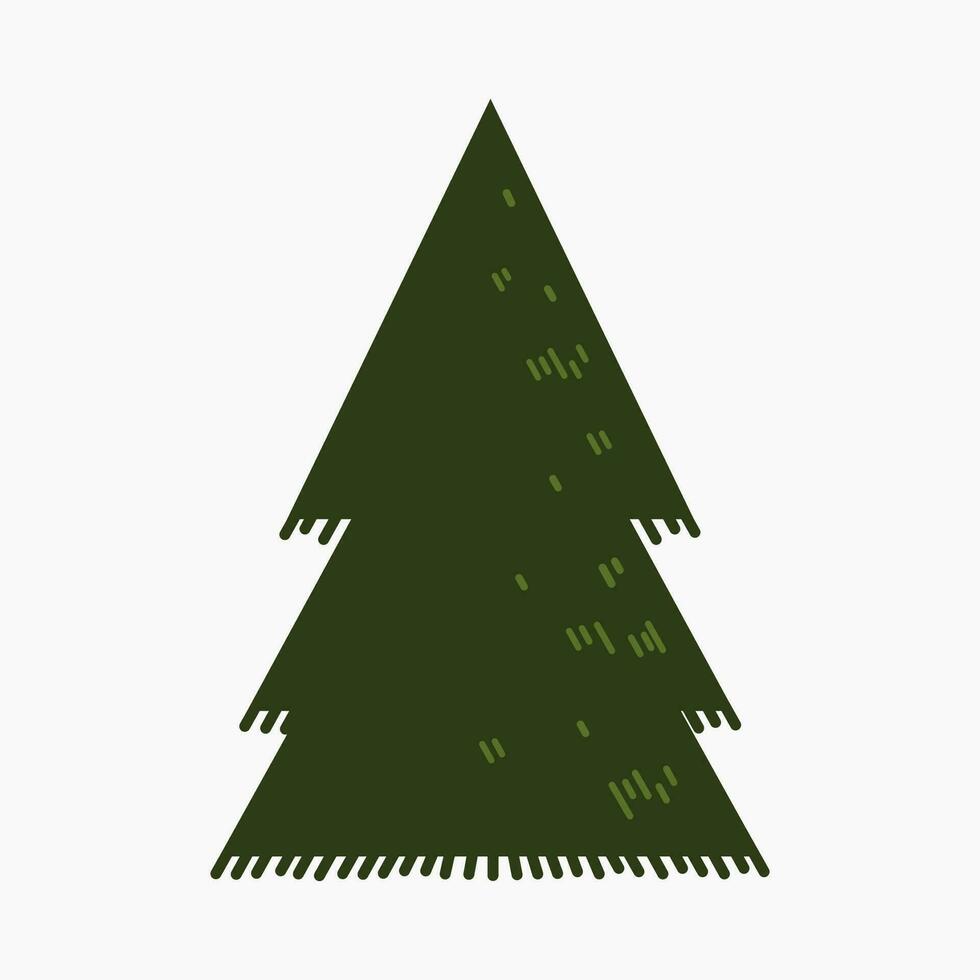 A cute plain Christmas tree, spruce, pine, conifer without decoration, flat vector illustration isolated on white background. Merry Christmas and Happy New Year.