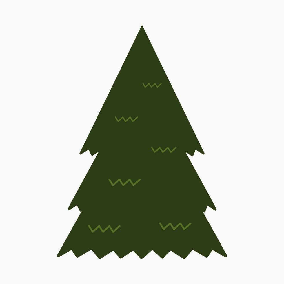 A cute plain Christmas tree, spruce, pine, conifer without decoration, flat vector illustration isolated on white background. Merry Christmas and Happy New Year.