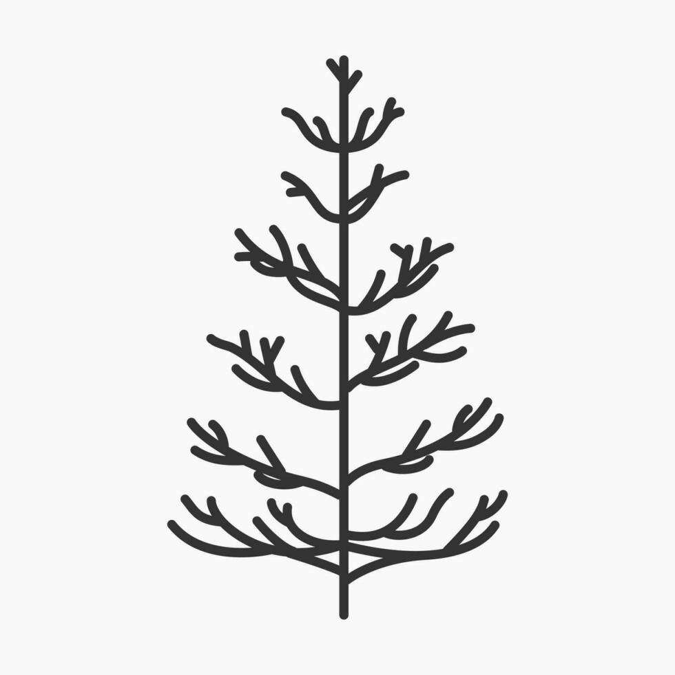 A cute plain Christmas tree, spruce, pine, conifer without decoration, flat vector illustration isolated on white background. Merry Christmas and Happy New Year.