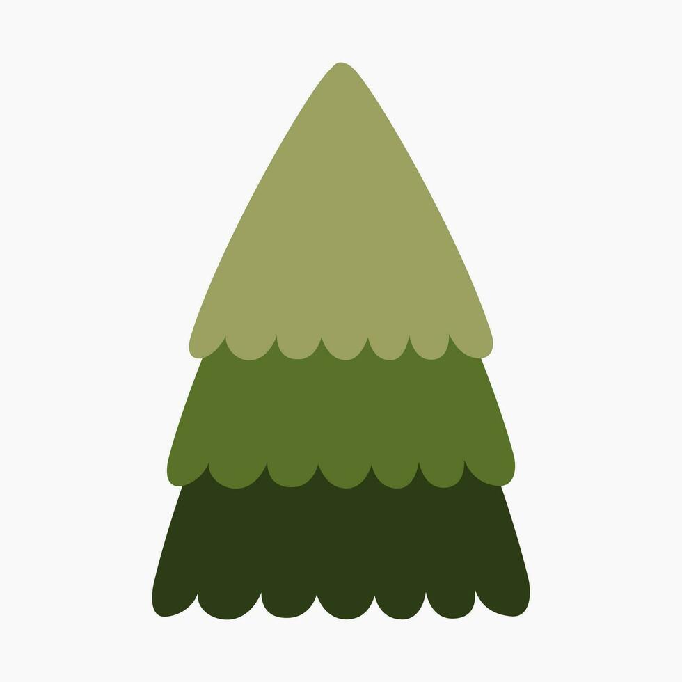 A cute plain Christmas tree, spruce, pine, conifer without decoration, flat vector illustration isolated on white background. Merry Christmas and Happy New Year.