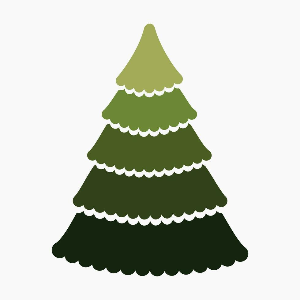 A cute plain Christmas tree, spruce, pine, conifer without decoration, flat vector illustration isolated on white background. Merry Christmas and Happy New Year.