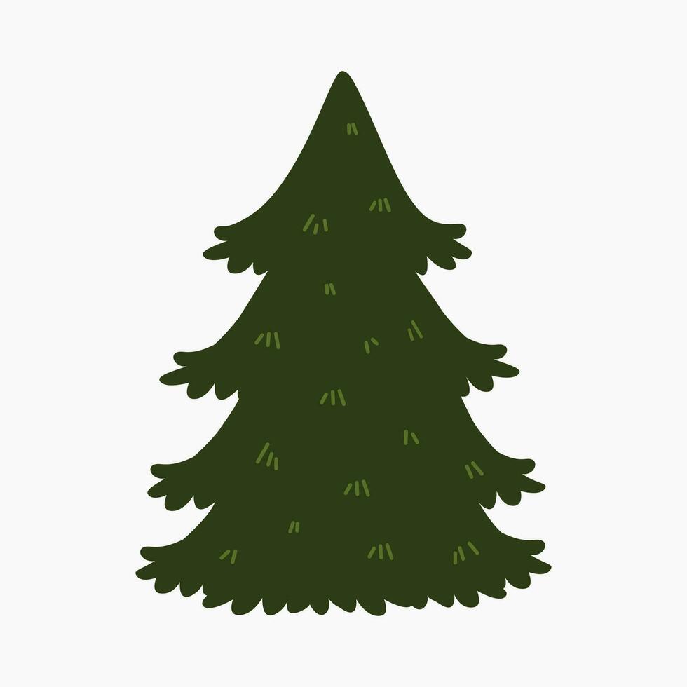 A cute plain Christmas tree, spruce, pine, conifer without decoration, flat vector illustration isolated on white background. Merry Christmas and Happy New Year.