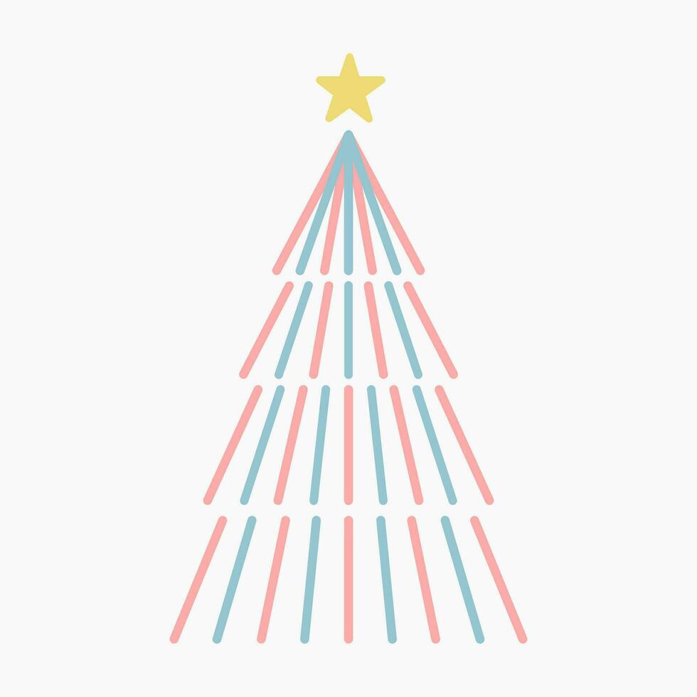 A various set of cute neon light Christmas tree with lovely decoration flat vector illustration isolated from background. Merry Christmas and Happy New Year.