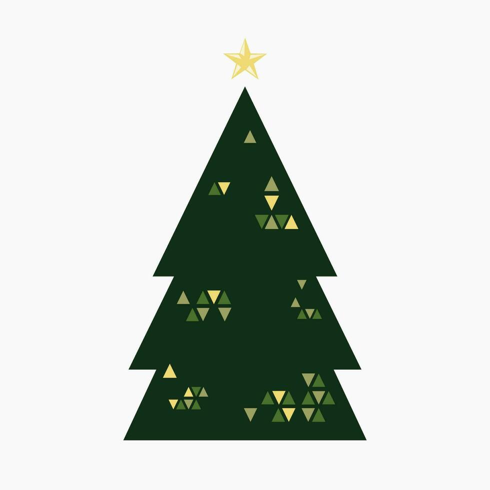 A cute Christmas tree with lovely decoration flat vector illustration isolated on white background. Merry Christmas and Happy New Year