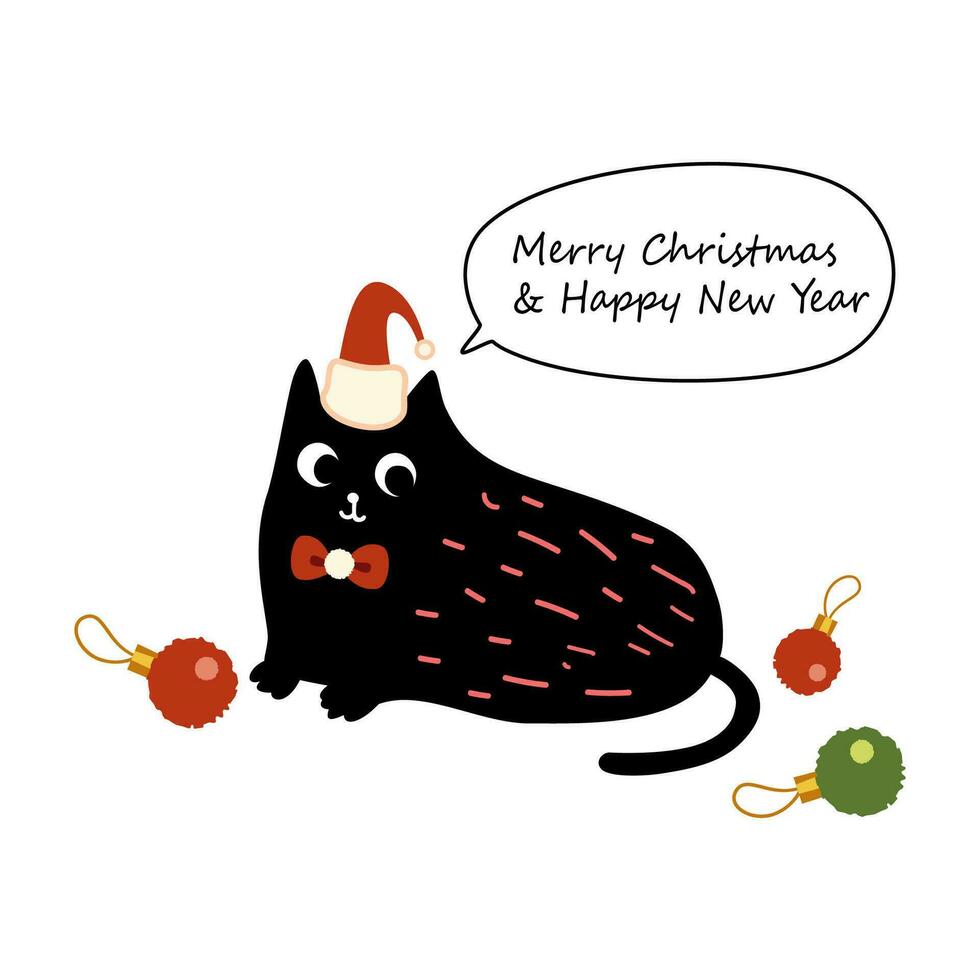 conjunto de encantador gato que cae en amor con Navidad tema plano vector ilustración aislado en blanco antecedentes. alegre christams y contento nuevo año.