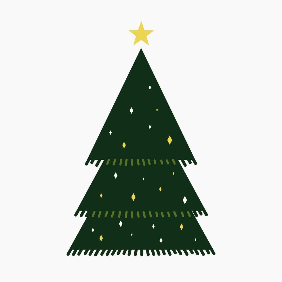 un linda Navidad árbol con encantador decoración plano vector ilustración aislado en blanco antecedentes. alegre Navidad y contento nuevo año