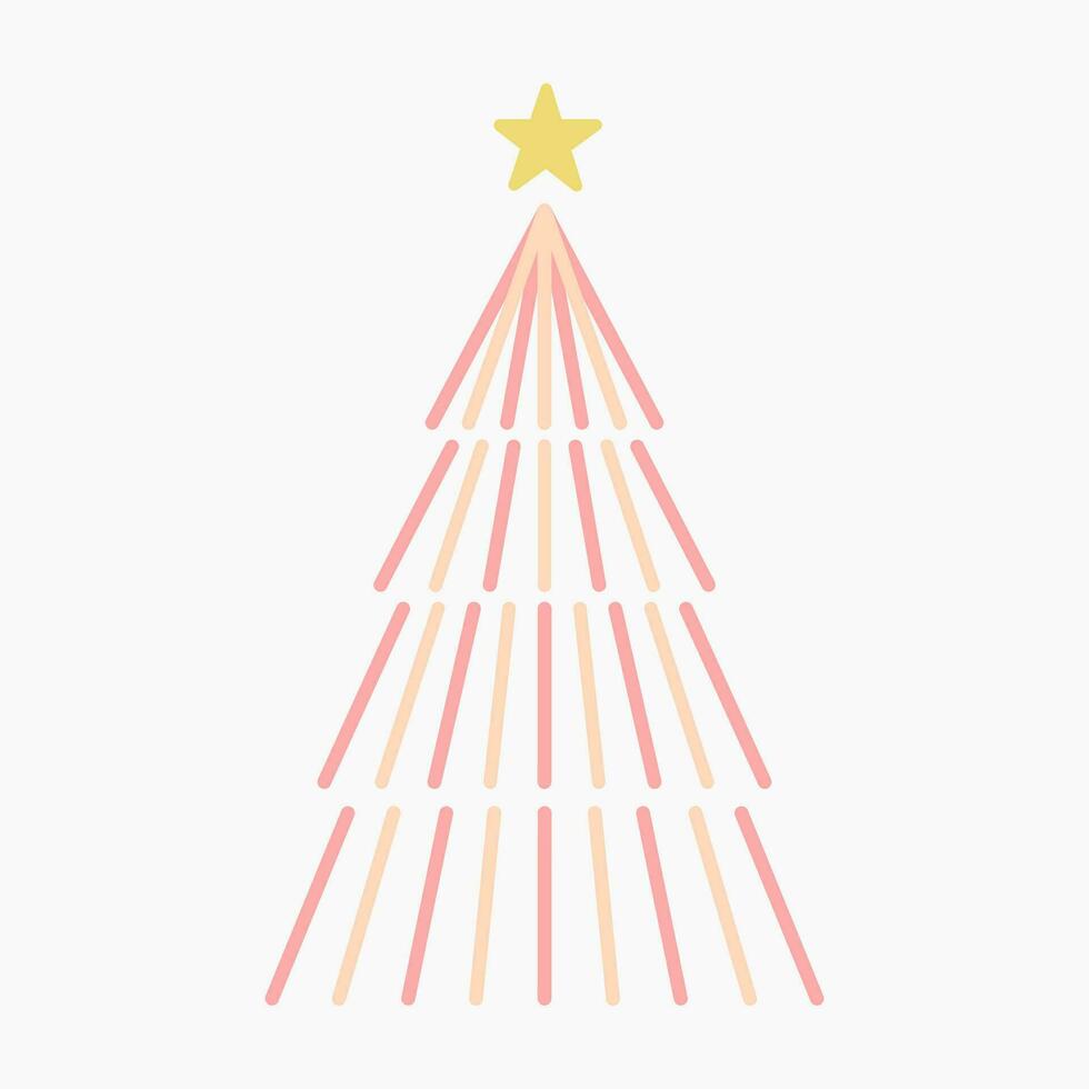 A various set of cute neon light Christmas tree with lovely decoration flat vector illustration isolated from background. Merry Christmas and Happy New Year.