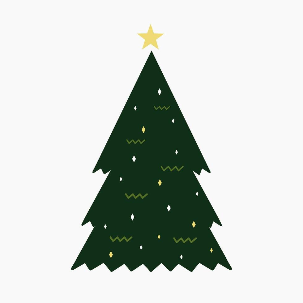 un linda Navidad árbol con encantador decoración plano vector ilustración aislado en blanco antecedentes. alegre Navidad y contento nuevo año