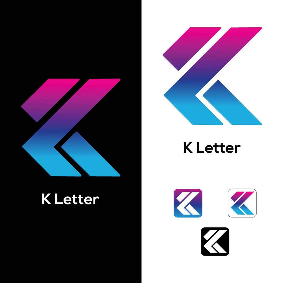 K or R letter creative logo design vector