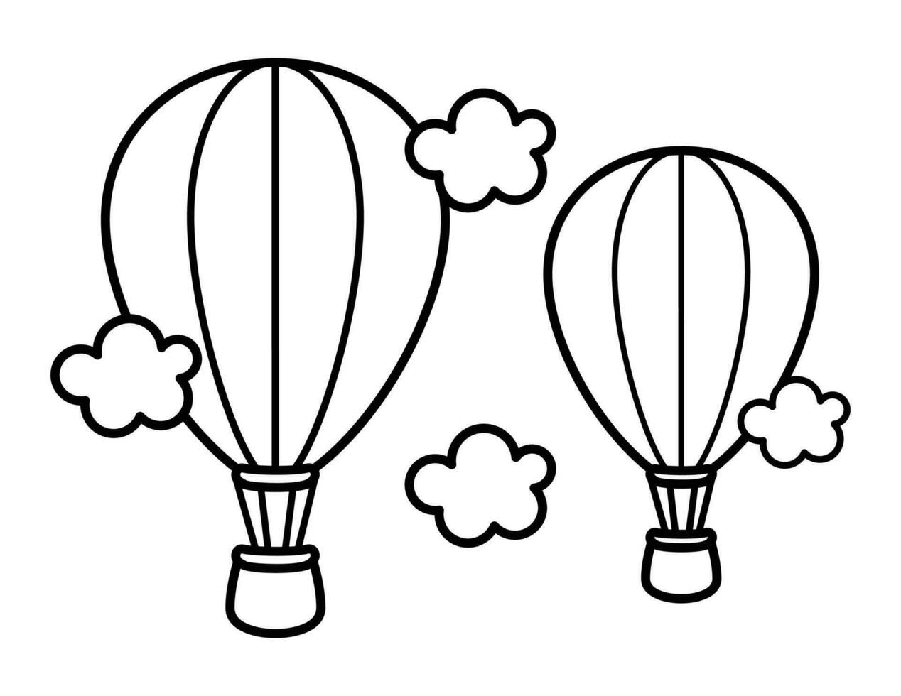 Hot AIr Balloon Coloring Page For Children vector