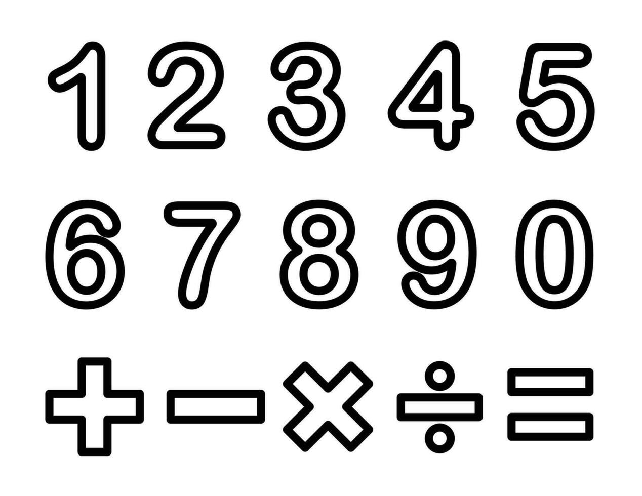 Numbers And Mathematics Symbols Coloring Page For Children 34370022 ...