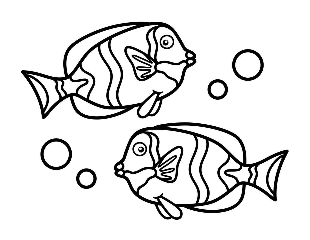Ocean Fish Coloring Page For Children vector