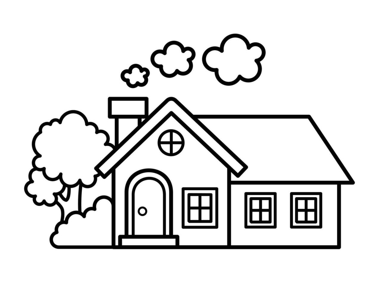 House Coloring Page For Children vector