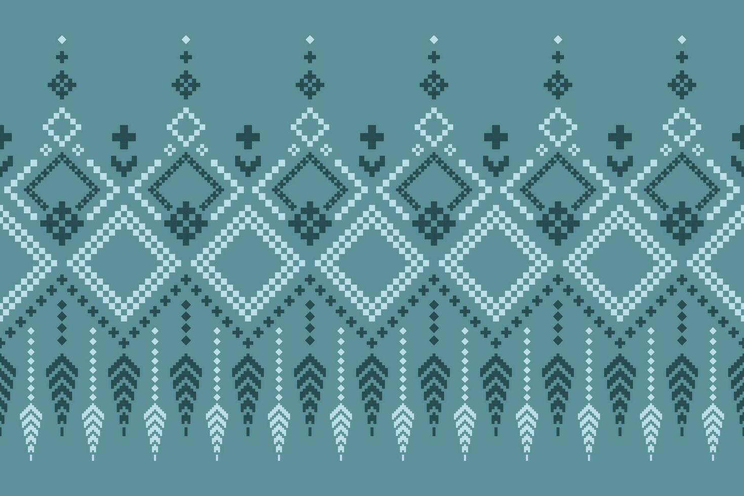 Indigo navy blue geometric traditional ethnic pattern Ikat seamless pattern border abstract design for fabric print cloth dress carpet curtains and sarong Aztec African Indian Indonesian vector