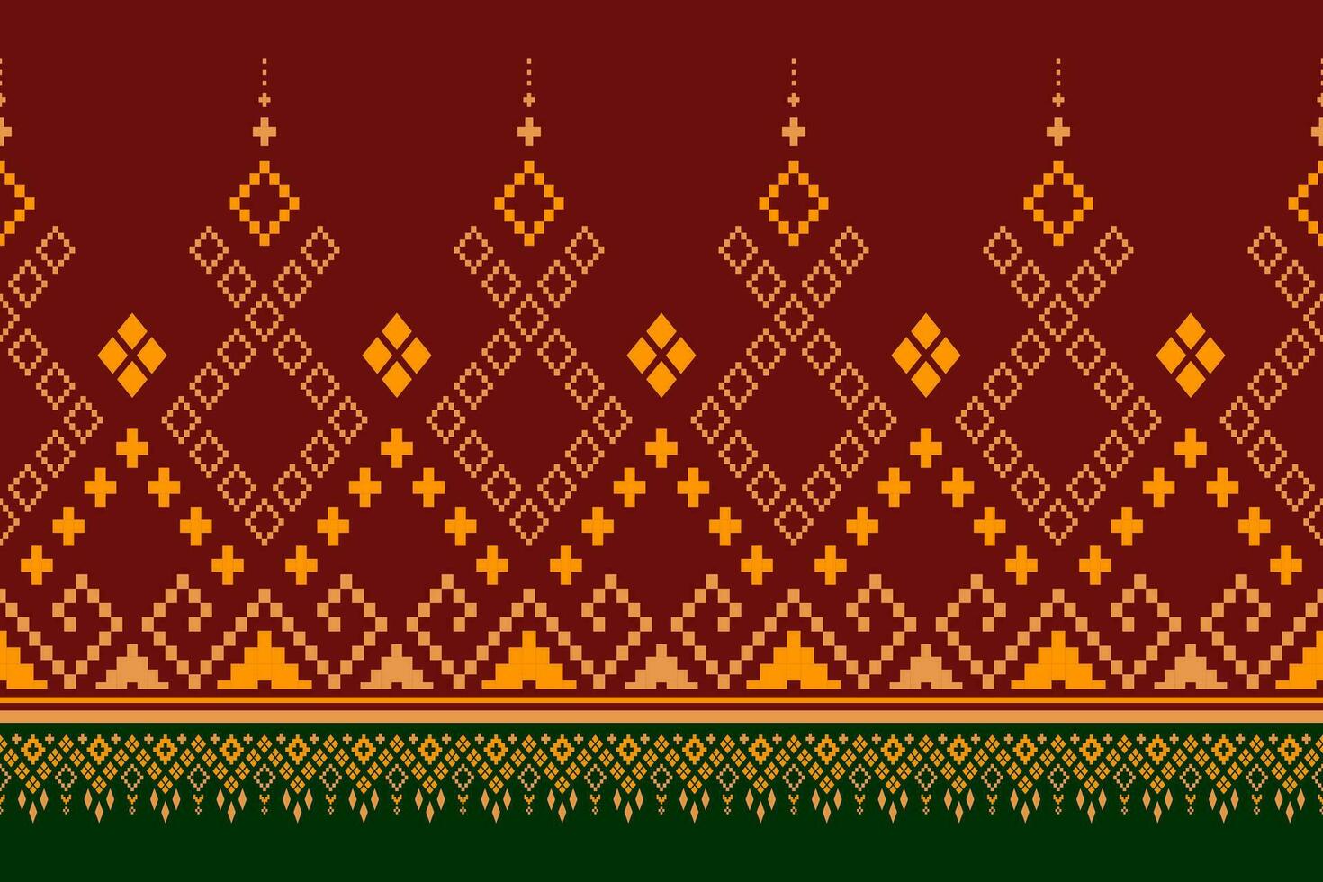 Red traditional ethnic pattern paisley flower Ikat background abstract Aztec African Indonesian Indian seamless pattern for fabric print cloth dress carpet curtains and sarong vector
