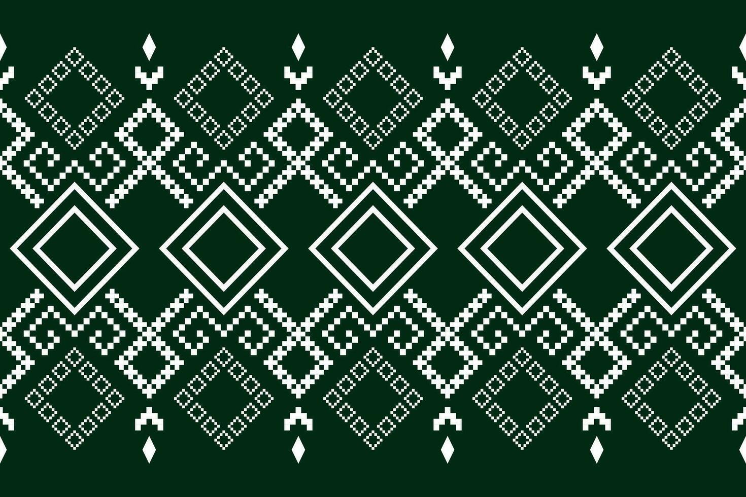 Green Cross stitch colorful geometric traditional ethnic pattern Ikat seamless pattern border abstract design for fabric print cloth dress carpet curtains and sarong Aztec African Indian Indonesian vector