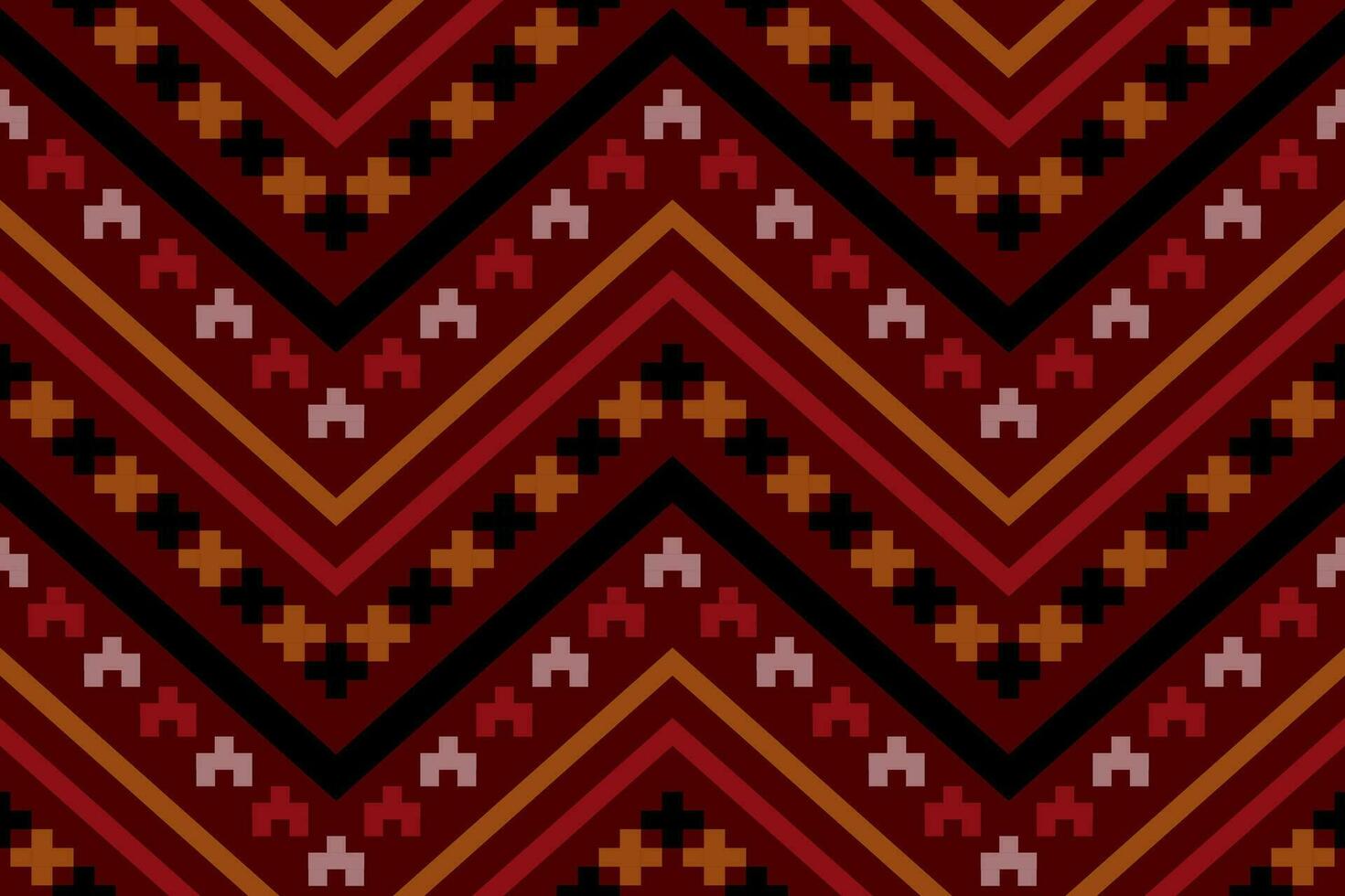 Red traditional ethnic pattern paisley flower Ikat background abstract Aztec African Indonesian Indian seamless pattern for fabric print cloth dress carpet curtains and sarong vector