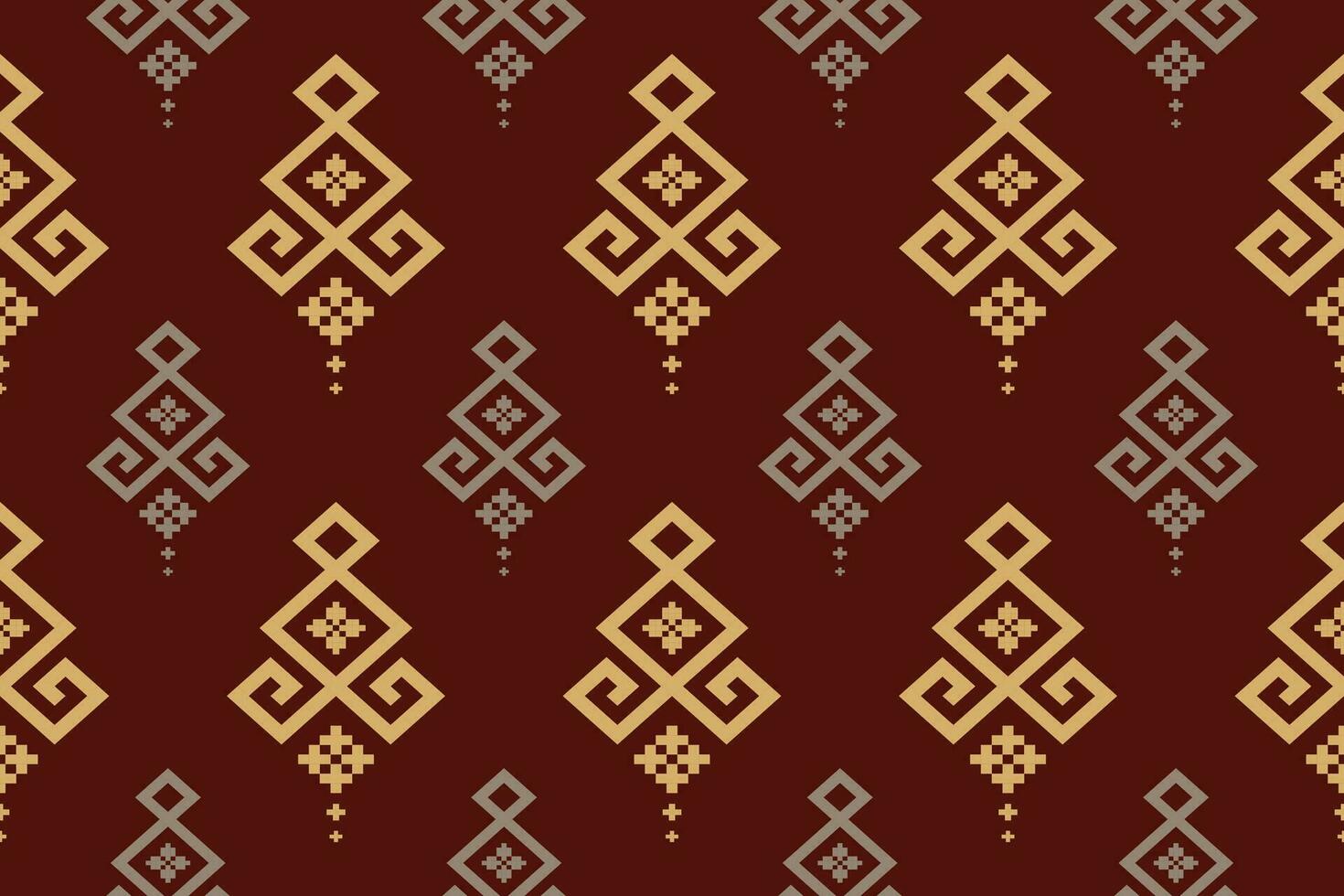 Red traditional ethnic pattern paisley flower Ikat background abstract Aztec African Indonesian Indian seamless pattern for fabric print cloth dress carpet curtains and sarong vector