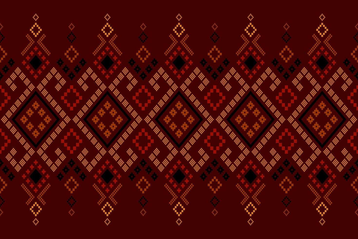 Red traditional ethnic pattern paisley flower Ikat background abstract Aztec African Indonesian Indian seamless pattern for fabric print cloth dress carpet curtains and sarong vector