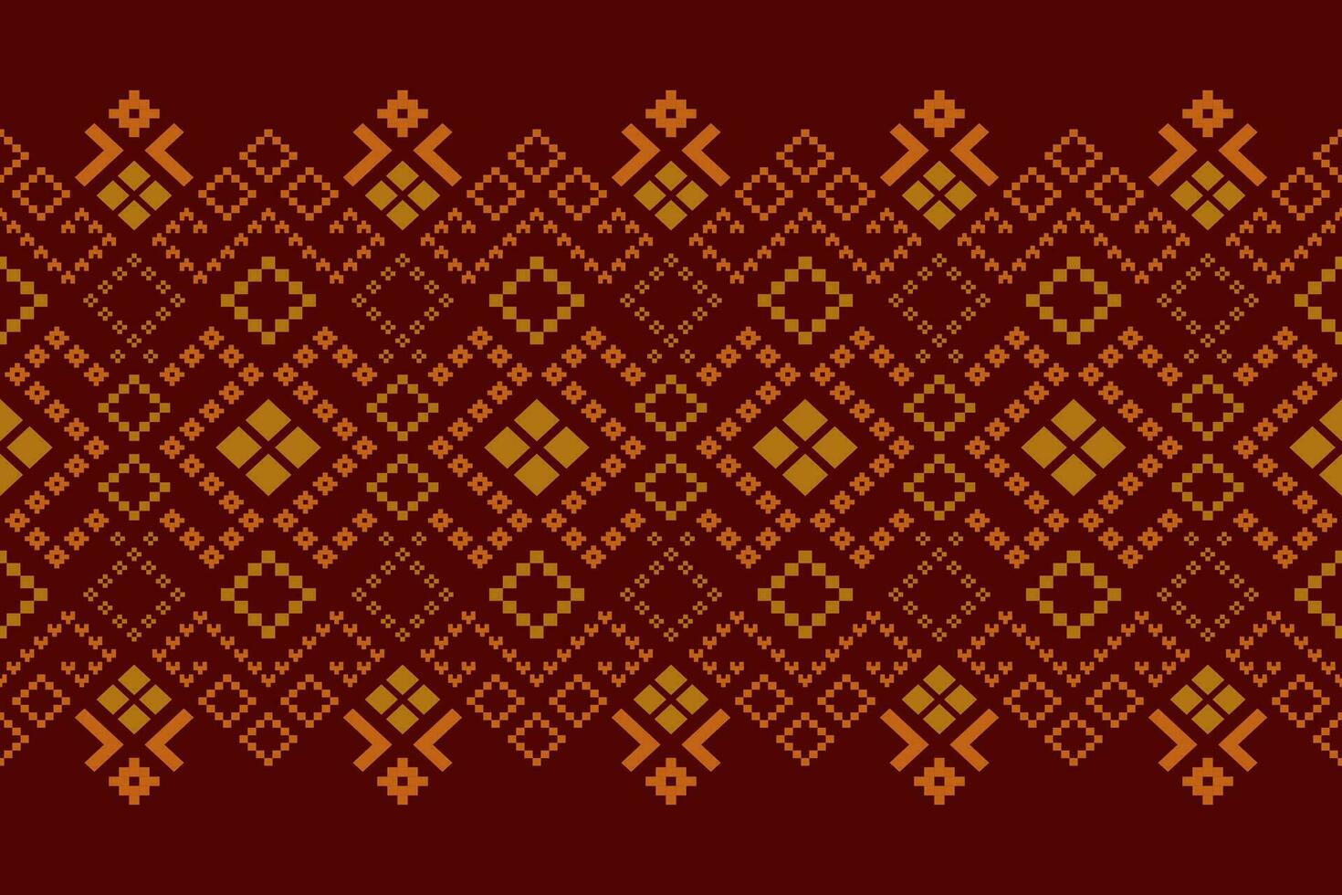 Red traditional ethnic pattern paisley flower Ikat background abstract Aztec African Indonesian Indian seamless pattern for fabric print cloth dress carpet curtains and sarong vector